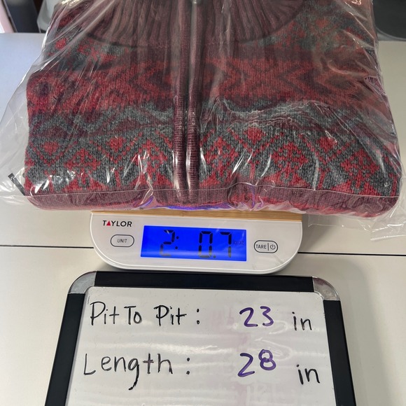 LL Bean Nordic Fair Isle Knit Sweater Mens Large TALL 1/4 Zip Red Gray Holidays - Picture 12 of 12